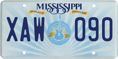 MS license plate XAW090