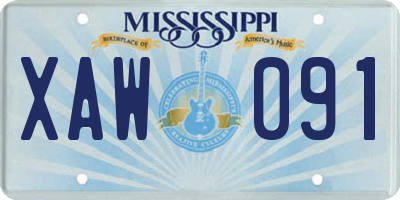 MS license plate XAW091