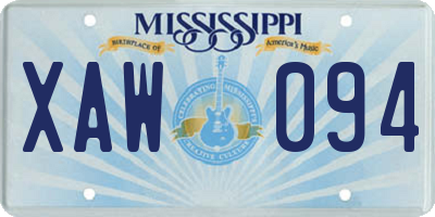 MS license plate XAW094