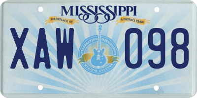 MS license plate XAW098