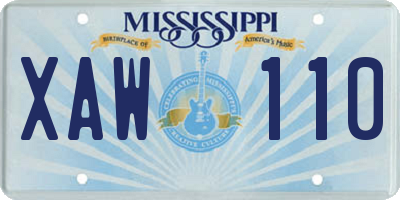 MS license plate XAW110
