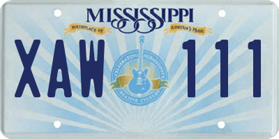 MS license plate XAW111