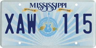 MS license plate XAW115
