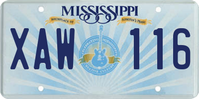 MS license plate XAW116