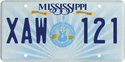 MS license plate XAW121