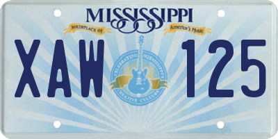 MS license plate XAW125