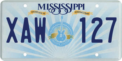 MS license plate XAW127