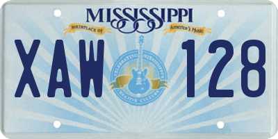 MS license plate XAW128
