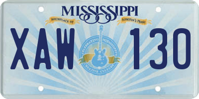MS license plate XAW130