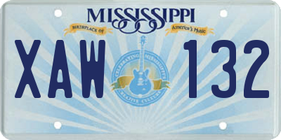 MS license plate XAW132