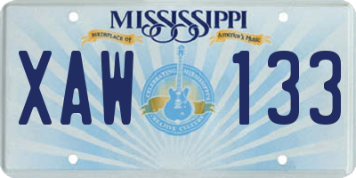 MS license plate XAW133