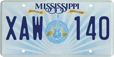 MS license plate XAW140