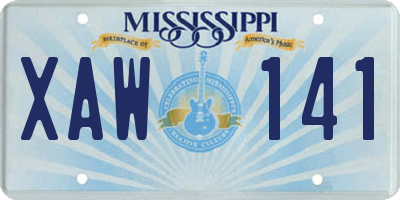 MS license plate XAW141