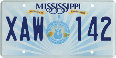 MS license plate XAW142