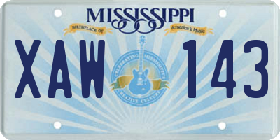 MS license plate XAW143
