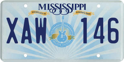 MS license plate XAW146