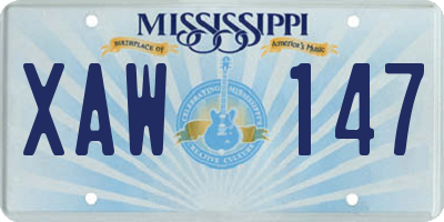 MS license plate XAW147