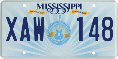 MS license plate XAW148