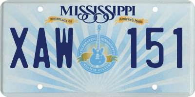 MS license plate XAW151