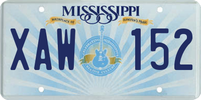 MS license plate XAW152