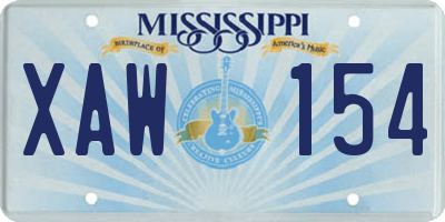 MS license plate XAW154