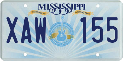 MS license plate XAW155