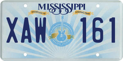MS license plate XAW161