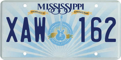 MS license plate XAW162