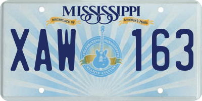 MS license plate XAW163