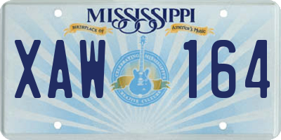 MS license plate XAW164