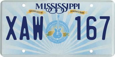 MS license plate XAW167