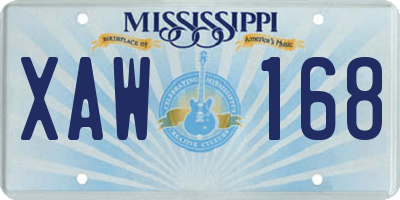 MS license plate XAW168