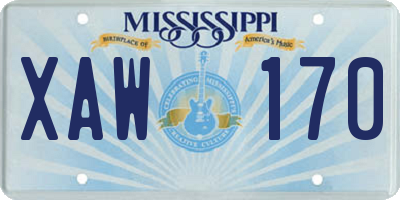 MS license plate XAW170