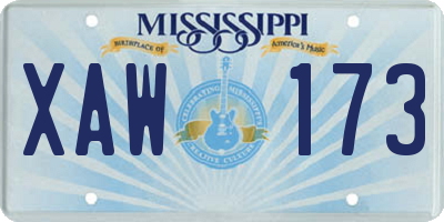 MS license plate XAW173