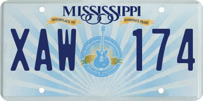 MS license plate XAW174