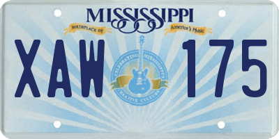 MS license plate XAW175