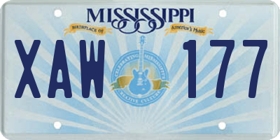 MS license plate XAW177