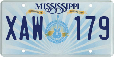 MS license plate XAW179