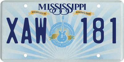 MS license plate XAW181