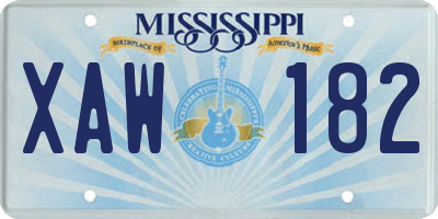 MS license plate XAW182