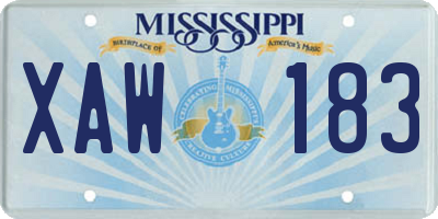 MS license plate XAW183