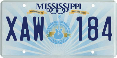 MS license plate XAW184