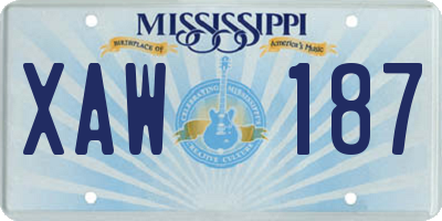 MS license plate XAW187
