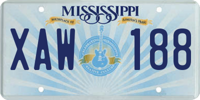 MS license plate XAW188