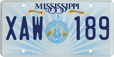 MS license plate XAW189