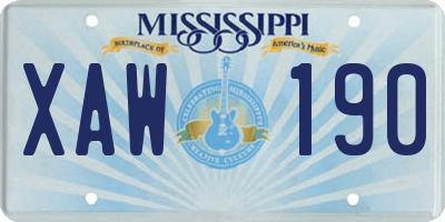 MS license plate XAW190