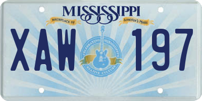 MS license plate XAW197