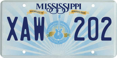 MS license plate XAW202
