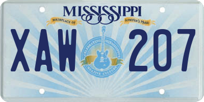 MS license plate XAW207