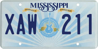 MS license plate XAW211